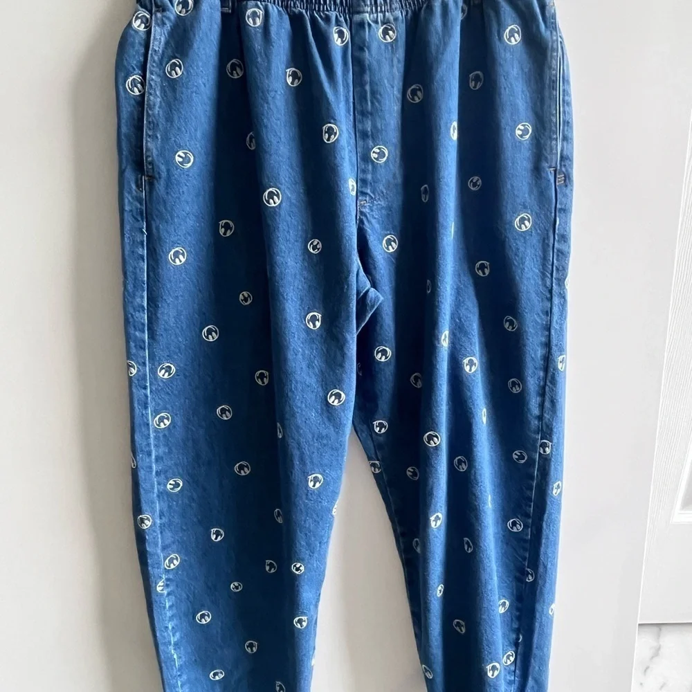 Urban Outfitters Smile Embroidered Denim Beach Pants New no tag